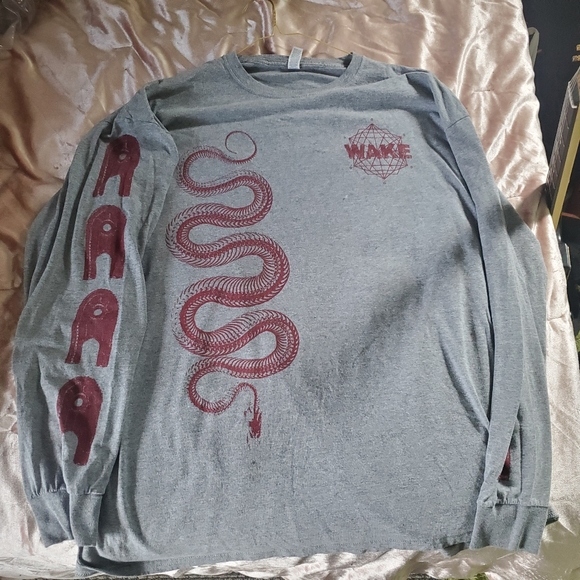 Wake long sleeve tee 4 sided grey/red - Picture 1 of 3